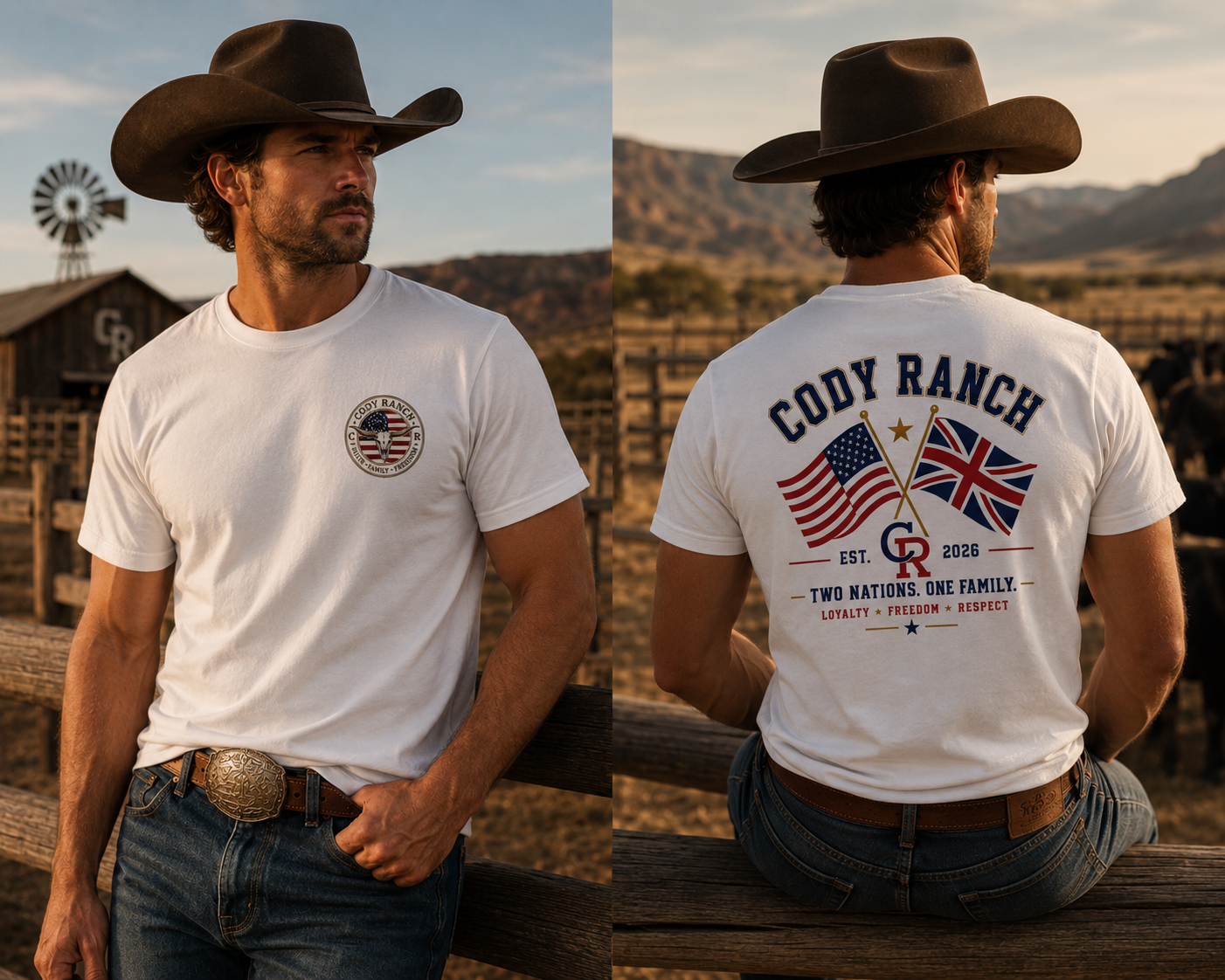 Two Nations. One Family. | USA/UK Patriotic Premium Graphic T-Shirt | Cody Ranch